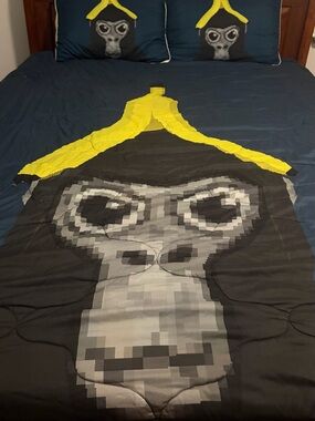 Custom Gorilla Tag Blue Comforter Set with Monkey Design - Size Full